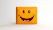 Playful cartoonish wallet with a happy expression, ready to hold your coins and bills with a smile against a pristine white background, promising financial security.