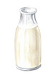 Bottle of milk. Hand  drawn watercolor illustration isolated on white background