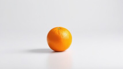 One orange on a white isolated background. Space for text, free space, copyspace