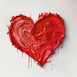 red heart made of paint, with streaks