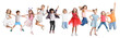 © New Africa - Group of children dancing on white background, set of photos