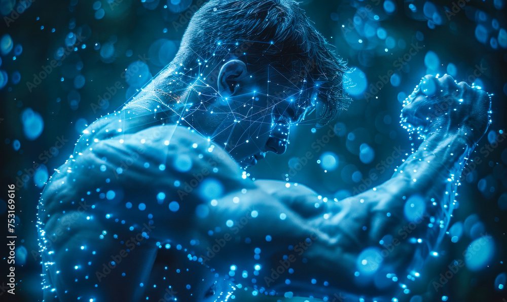 Stength Image Digital representation of human strength and fitness with a muscular ...
