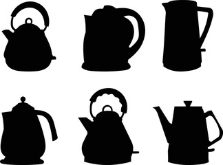 Wall Mural - set of teapots silhouette on white background vector