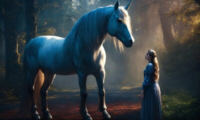 Poster - white horse in the forest