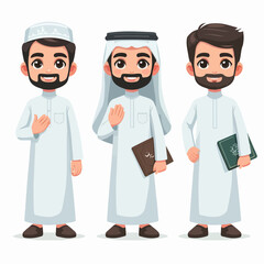 arab islam muslin cartoon people vector character wear thawb gutra