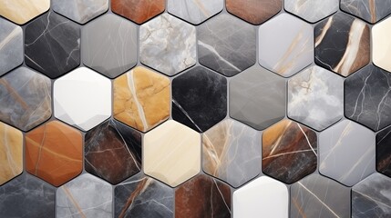 Wall Mural - A patchwork made of mixed marbles and stones is presented for digital use, featuring a seamless pattern of marble, stone, and concrete elements.