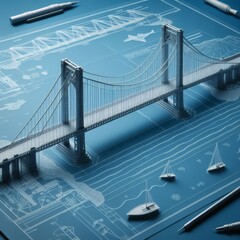 Wall Mural - blueprint of the bridge