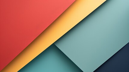 Sticker - An abstract colored paper texture background presents minimal geometric shapes and lines in light blue, navy, red, and yellow colors, offering a visually dynamic composition.