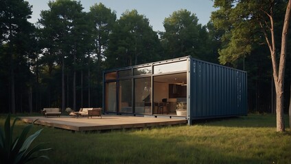 modern modular house with ship container