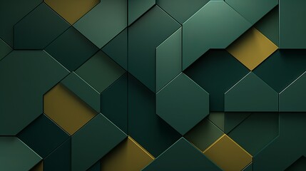 Poster - An abstract geometric background pattern in green colors offers a visually striking design with its dynamic shapes and vibrant hues.