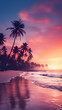 A serene beach sunset with pastel colors, palm trees silhouetted against the sky, a peaceful and tropical mobile wallpaper Generative AI