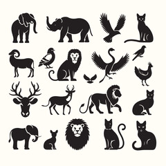 Wall Mural - Various Animal Silhouette Vector Illustration