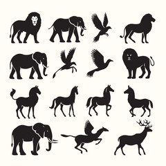 Wall Mural - Various Animal Silhouette Vector Illustration