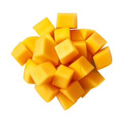 Wall Mural - Fresh mango cubes isolated on transparent or white background, png