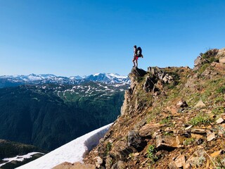 hiker on top of mountain