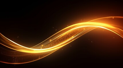 Wall Mural - A golden glowing shiny spiral vector with neon line yellow hues, presenting a wavy trail and motion blur effect.