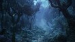 © Tida - Enchanted forest scene with ethereal light - An otherworldly forest scene bathed in ethereal light, suggesting a fantasy world or a dream-like state of being