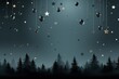 abstract background with stars and a black forest on the horizon in gray tones.