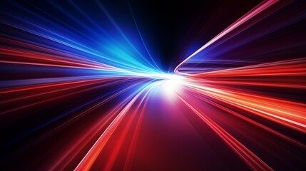 Wall Mural - Illustration depicting red and blue acceleration speed motion on a night road.