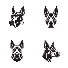 Wall Mural - Set of logos with Doberman on a white background