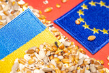 Fototapeta Zwierzęta - Blockade of grain from Ukraine, Import of Ukrainian grain by the European Union, Concept, Farmers' problems, Agricultural products, Quality standards of grain from Ukraine