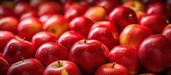 Fototapete - Abundant Harvest: Heap of Fresh Red Apples Ready for Market Sale or Home Baking Essentials