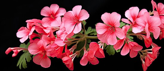 Aufkleber - Elegant Pink Roses Bloom Vibrantly on a Dramatic Black Background