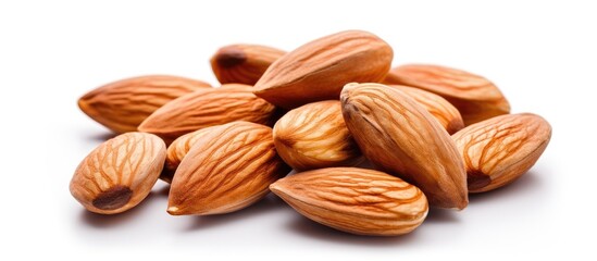 Aufkleber - Fresh Almonds Arranged Neatly on a Bright White Background for Culinary Concepts