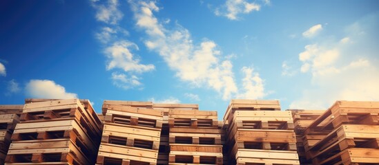 Sticker - Serene Blue Sky Adorned with Fluffy White Clouds, Nature's Tranquil Beauty