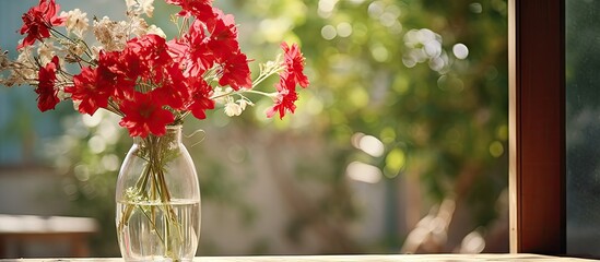 Aufkleber - Blooming Vase with Colorful Flowers Brightens Up Indoor Space with Natural Beauty