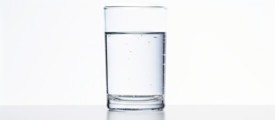 Aufkleber - Clear Glass Brimming with Refreshing Water on a Clean White Surface