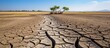 Dry Earthscape: Arid Ground Cracked Under Hot Sun, Drought Climate Conceptual Illustration