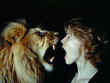 © Sweet Sween - Woman roars at a lion, woman with lion