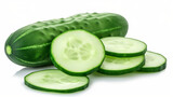 Fototapeta  - Cucumber and slices isolated over white background