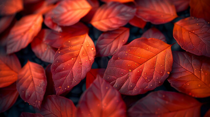 Sticker - Red and Orange Autumn Leaves Background.