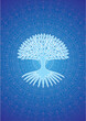 Tree of life, spiritual, sacred, ecological symbol. Stylized drawing of large square pixels. Vector graphics art.