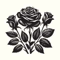 Poster - Rose Flower Silhouette Vector Illustration