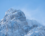 Fototapeta Tulipany - Snow-capped sunlit peak in Krnica Valley, Julian Alps on a clear winter day