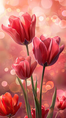 Wall Mural - pink tulips of the sky