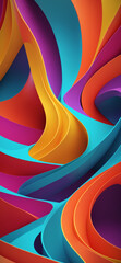 Wall Mural - Abstract colored background made of curved multicolored surfaces. Vertical wallpaper for smartphone