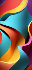 Wall Mural - Abstract colored background made of curved multicolored surfaces. Vertical wallpaper for smartphone