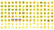 120種類の黄色い丸い顔とハンドサイン。ベクターアイコンイラストセット。
120 types of yellow round faces and hand signs. Vector icon illustration set.