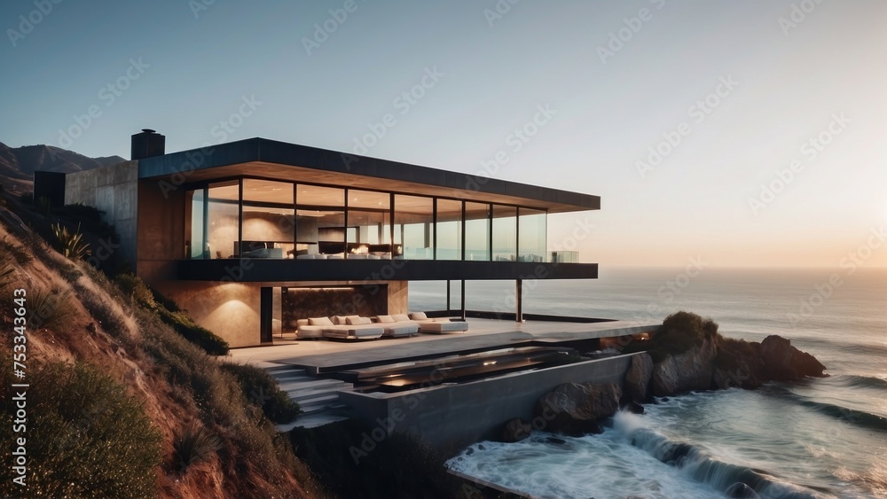 Stunning modern villa nestled in the hills of Malibu, California ...