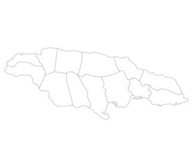  Jamaica map. Map of Jamaica in administrative provinces in white color