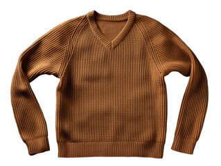 Wall Mural - Brown sweater isolated on transparent background, transparency image, removed background