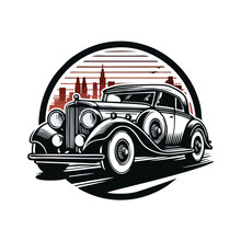 Classic Vintage Car Vector Design Inspiration. Auto Car Logo Design Template. Classic Vehicle Symbol Logotype. A Classic Car Symbol Silhouette. 