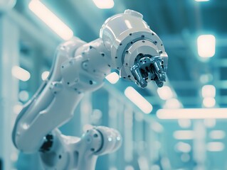 Fototapete - Generative AI : robot arm working in factory