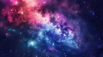 Aufkleber - Generative AI : Space background with realistic nebula and shining stars. Colorful cosmos with stardust and milky way.