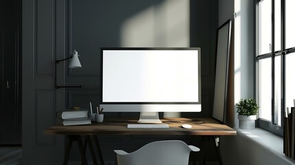 Aufkleber - Generative AI : Blank space on moniter in the room