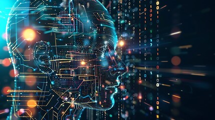 Leinwandbilder - Generative AI : Concept of using AI technology to help manage big data. Learning of Artificial Intelligence for Business Analytics. 